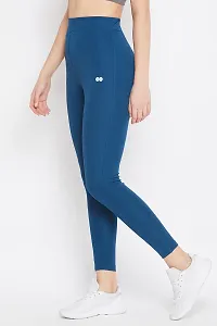 Polyester Teal Solid Ankle Length Tights For Women-thumb3