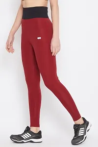 Polyester Red Solid Ankle Length Tights For Women-thumb3