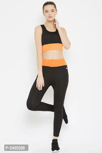 Polyamide Orange Solid Ankle Length Tights For Women-thumb2