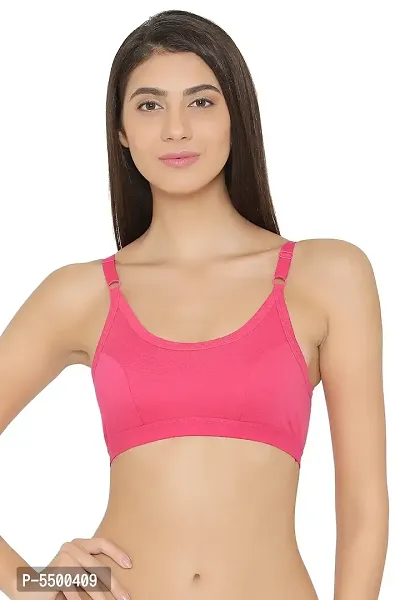Clovia Low Impact Cotton Non-Padded Non-Wired Sports Bra in Pink-thumb3