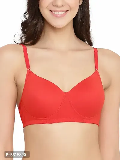 Cotton Red Padded Non-Wired T-Shirt Bra