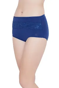 Clovia High Waist Hipster Panty  with Lace Waist in Electric Blue - Cotton  Lace-thumb2