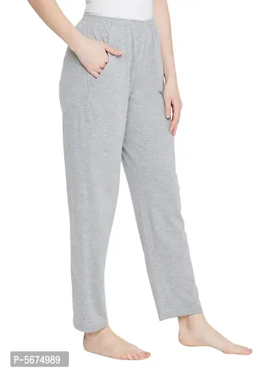 Clovia Cotton Pack of 2 Pyjama with Elastic Waistband- Grey  Blue-thumb2