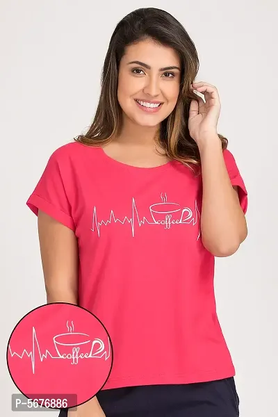 Cotton Pink Printed Top For Women