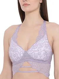 Clovia Lightly Padded Non-Wired Longline Racerback Lace Bralette-thumb3