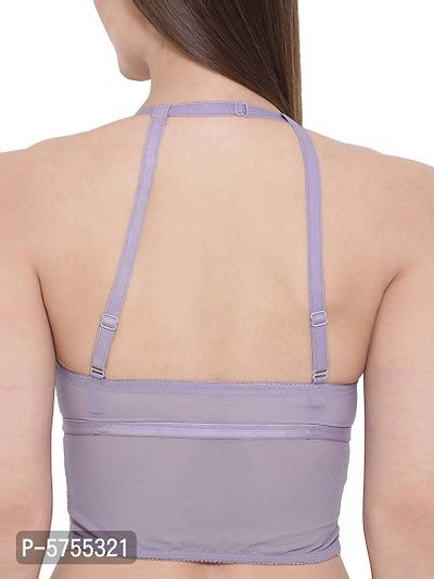 Clovia Lightly Padded Non-Wired Longline Racerback Lace Bralette-thumb2