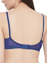 Clovia Padded Push-Up Underwired Demi Cup Printed Bra In Royal Blue-thumb3