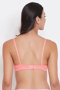 Clovia Non-Padded Non-Wired Full Cup T-shirt Bra in Peach Pink - Cotton Rich and Lace-thumb2