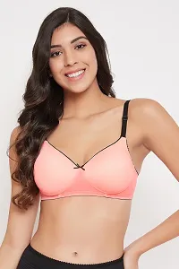 Clovia Padded Non-Wired Full Cup T-shirt Bra in Orange-thumb1