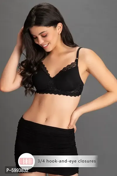 Clovia Cotton Padded Non-Wired Full Coverage T-shirt Bra in Black