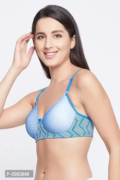 Clovia Padded Non-Wired Full Cup Printed T-shirt Bra in Blue-thumb3