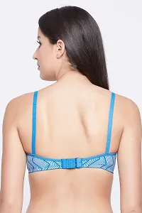 Clovia Padded Non-Wired Full Cup Printed T-shirt Bra in Blue-thumb4