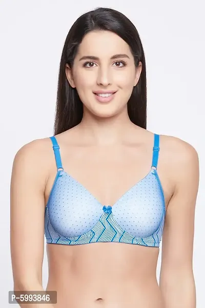 Clovia Padded Non-Wired Full Cup Printed T-shirt Bra in Blue-thumb2
