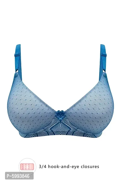 Clovia Padded Non-Wired Full Cup Printed T-shirt Bra in Blue