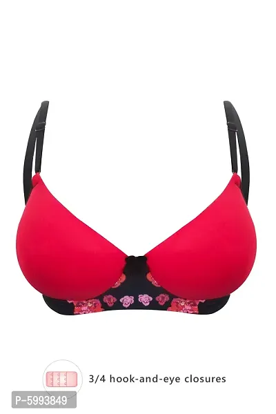 Clovia Padded Non-Wired Full Cup T-shirt Bra in Coral Red