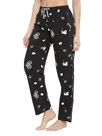 Stylish Cotton Black Floral Print Lounge Wear Pajama For Women-thumb2