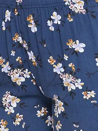 Stylish Rayon Blue Floral Print Lounge Wear Pajama For Women-thumb4