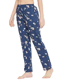 Stylish Rayon Blue Floral Print Lounge Wear Pajama For Women-thumb1