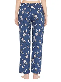 Stylish Rayon Blue Floral Print Lounge Wear Pajama For Women-thumb3