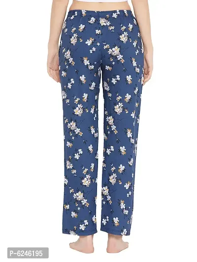 Stylish Rayon Blue Floral Print Lounge Wear Pajama For Women-thumb4