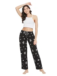Stylish Cotton Black Floral Print Lounge Wear Pajama For Women-thumb1