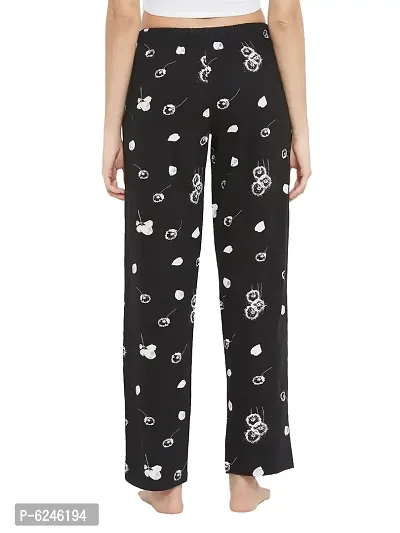 Stylish Cotton Black Floral Print Lounge Wear Pajama For Women-thumb5