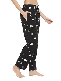 Stylish Cotton Black Floral Print Lounge Wear Pajama For Women-thumb3
