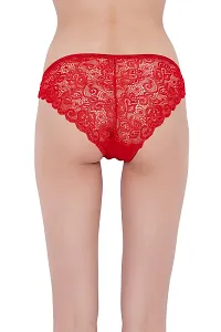 Clovia Mid Waist Bikini Panty in Red   Lace-thumb3