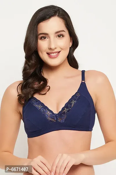 Clovia NonPadded NonWired Full Cup Bra in Royal Blue  Cotton-thumb3