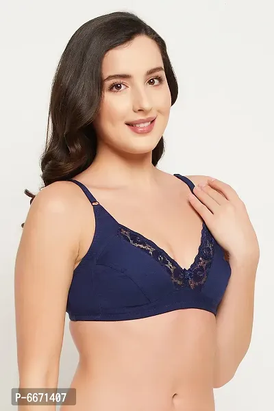 Clovia NonPadded NonWired Full Cup Bra in Royal Blue  Cotton-thumb5