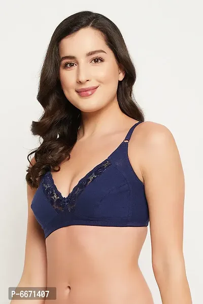 Clovia NonPadded NonWired Full Cup Bra in Royal Blue  Cotton-thumb4