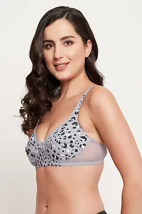 Clovia NonPadded NonWired Full Cup Animal Print Bra in Light Grey  Cotton-thumb2