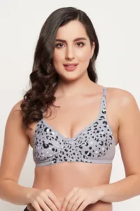 Clovia NonPadded NonWired Full Cup Animal Print Bra in Light Grey  Cotton-thumb1