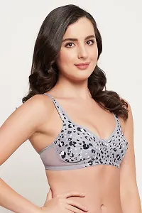 Clovia NonPadded NonWired Full Cup Animal Print Bra in Light Grey  Cotton-thumb3