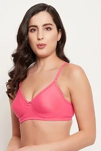 Clovia NonWired Demi Coverage Spacer Cup Tshirt Bra in Salmon Pink  Cotton-thumb2