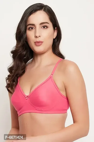 Clovia NonWired Demi Coverage Spacer Cup Tshirt Bra in Salmon Pink  Cotton-thumb3