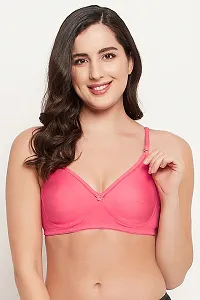 Clovia NonWired Demi Coverage Spacer Cup Tshirt Bra in Salmon Pink  Cotton-thumb1