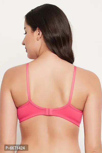 Clovia NonWired Demi Coverage Spacer Cup Tshirt Bra in Salmon Pink  Cotton-thumb5