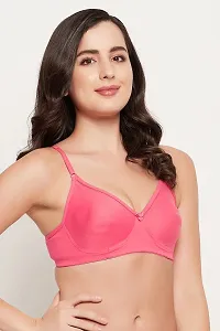 Clovia NonWired Demi Coverage Spacer Cup Tshirt Bra in Salmon Pink  Cotton-thumb3