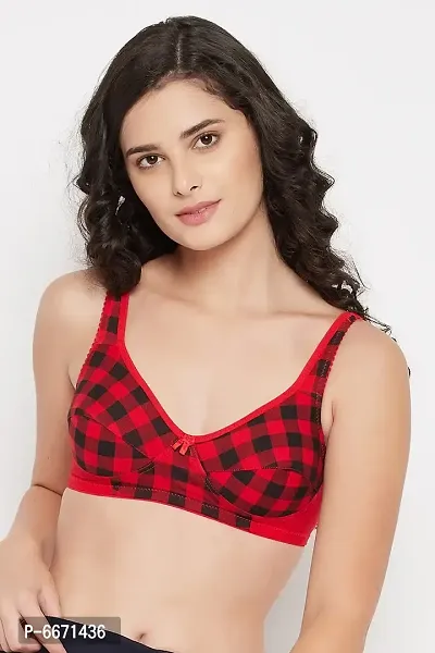 Womens Non Padded Non Wired Full Cup Bra In Red