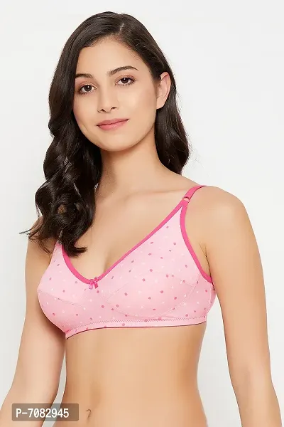 Buy Clovia Non-Padded Non-Wired Full Cup Polka Dot Print Everyday Bra in  Light Pink - Cotton Online In India At Discounted Prices