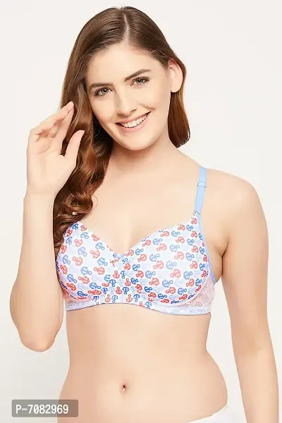 Clovia Padded Non-Wired Full Cup Anchor Print Multiway T-shirt Bra in White