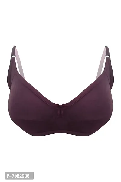 Buy Non-Padded Non-Wired Full Coverage Bra in Green - Cotton Rich