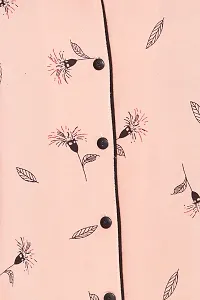 Clovia Stylish Fancy Rayon Pretty Florals Button Me Up Short Night Dress In Peach Colour - Rayon-thumb4