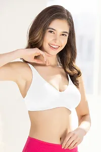 Stylish White Cotton Solid Non Padded Bras For Women-thumb1