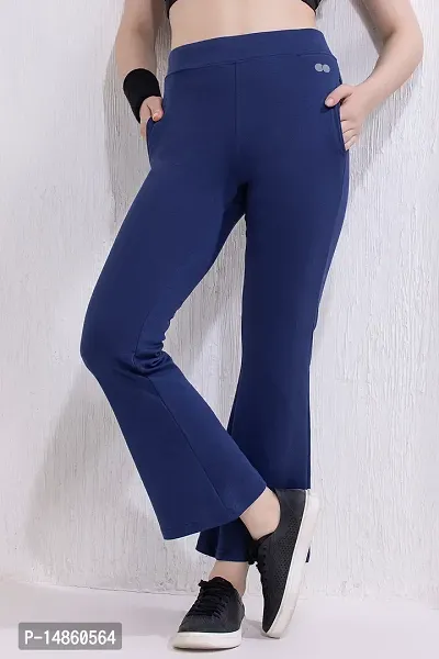Buy Comfort Fit High-Rise Flared Yoga Pants in Navy with Side Pockets  Online In India At Discounted Prices