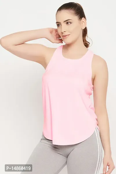 Comfort Fit Text Print Active Tank Top in Baby Pink-thumb3