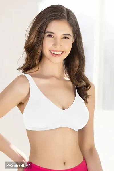 Stylish White Cotton Solid Non Padded Bras For Women-thumb0