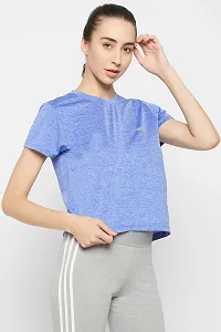 Comfort Fit Cropped Active T-shirt in Sky Blue Melange-thumb2