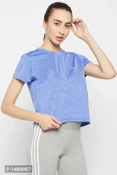 Comfort Fit Cropped Active T-shirt in Sky Blue Melange-thumb3